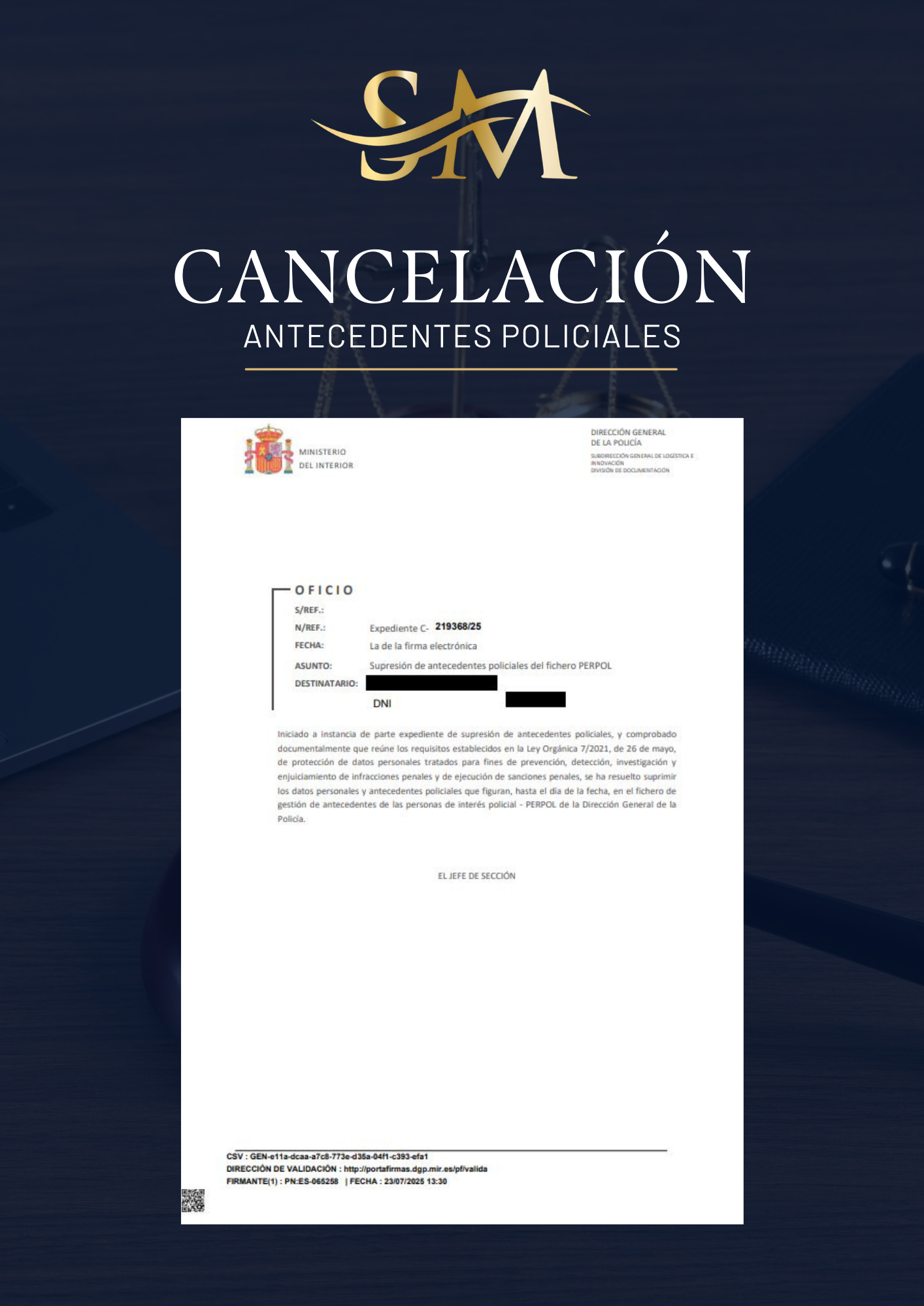 Cancelación de antecedentes policiales